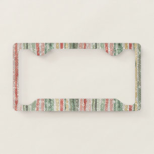 Red Green Mint Yellow Pink Stripes Sparkle License Plate Frame