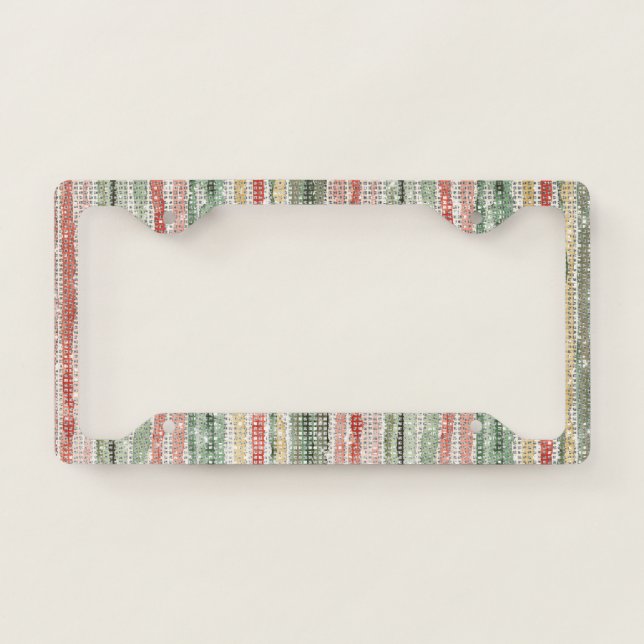 Red Green Mint Yellow Pink Stripes Sparkle License Plate Frame (Front)