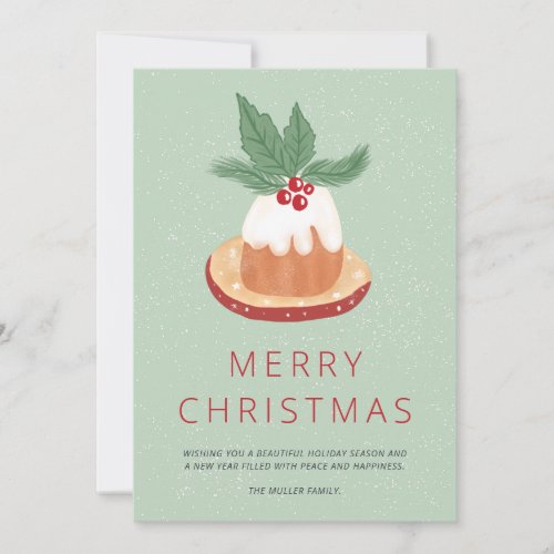 Red green mistletoe rustic Merry Christmas cake Card