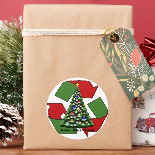 Red Green Mobius Recycle Symbol Custom Christmas  Classic Round Sticker