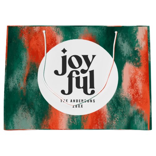 Red  green modern abstract joyful holiday large gift bag