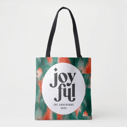 Red  green modern abstract joyful holiday tote bag