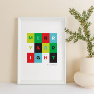 Red Green Modern Merry n Bright Holiday Art Print