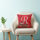 Red Green Monogram Christmas Anniversary Gift Throw Pillow (Chair)
