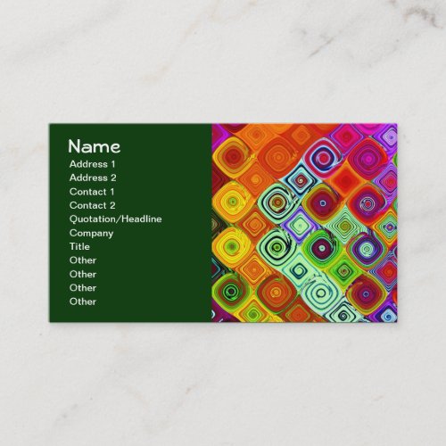 Red Green Mosaic Fine Fractal Art Business Card