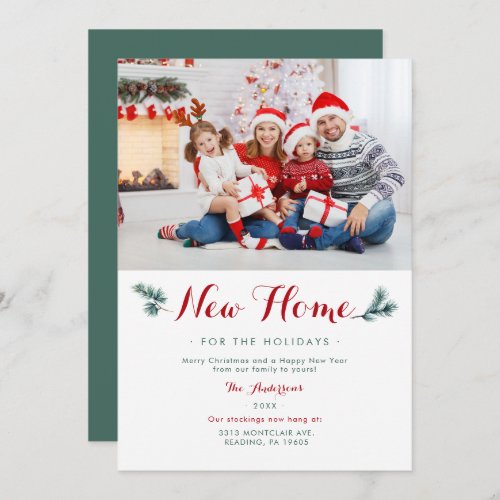 Red Green Moving Home Holidays Elegant Photo Holiday Card