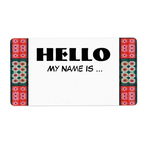 Red Green Name Badge Label