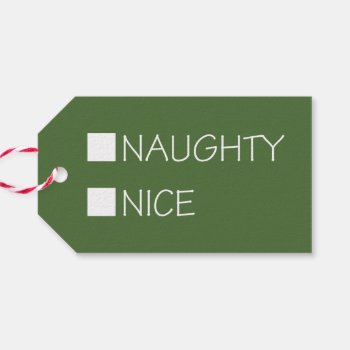 Red & Green Naughty Nice Holiday Gift Tags by thepixelprojekt at Zazzle
