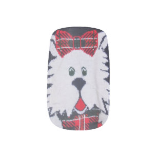red green navy blue white plaid puppy nail decals