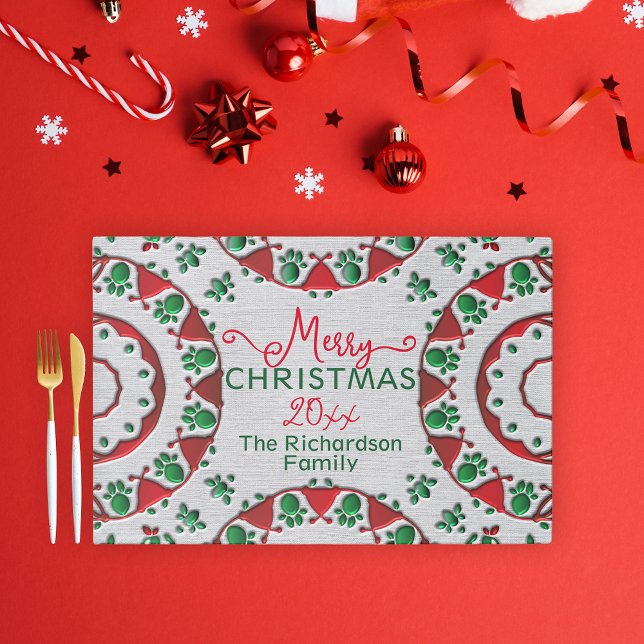 Red Green Nordic Folk Motifs Christmas Placemat (Creator Uploaded)
