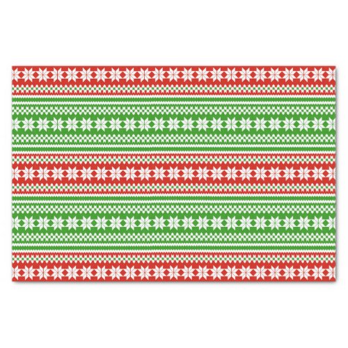 Red Green Norwegian Christmas Sweater Pattern Tissue Paper