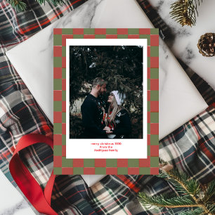 Red Green Nostalgic Checkerboard Merry Christmas Invitation