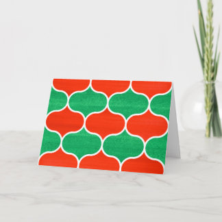 Red Green Ogee Pattern Christmas Holiday Card