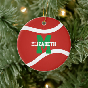 Red green or ANY color girls boys tennis Ceramic Ornament
