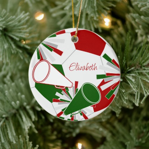 red green or ANY COLORS soccer cheer squad Ceramic Ornament
