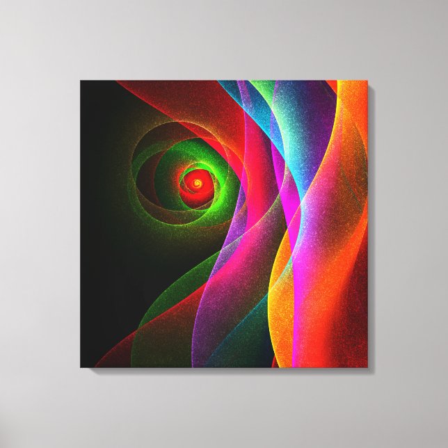 Red Green Orange Modern Abstract Art Pattern #22 Canvas Print (Front)