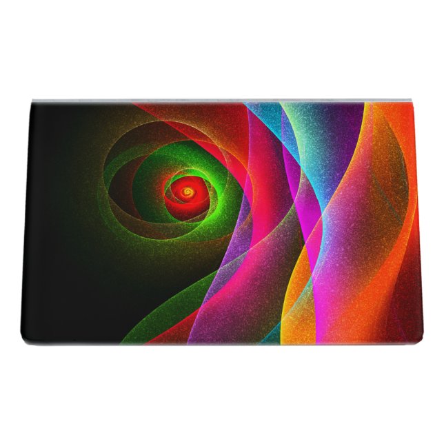 Red Green Orange Modern Abstract Art Pattern #22 Desk Business Card Holder (Back)