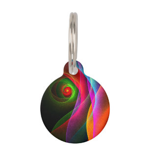 Red Green Orange Modern Abstract Art Pattern #22 Pet ID Tag