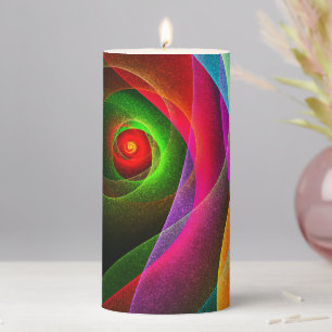 Red Green Orange Modern Abstract Art Pattern #22 Pillar Candle