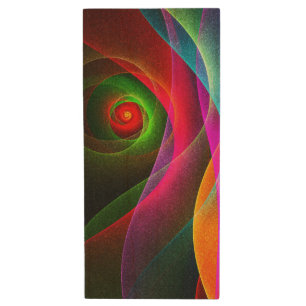 Red Green Orange Modern Abstract Art Pattern #22 Wood Flash Drive