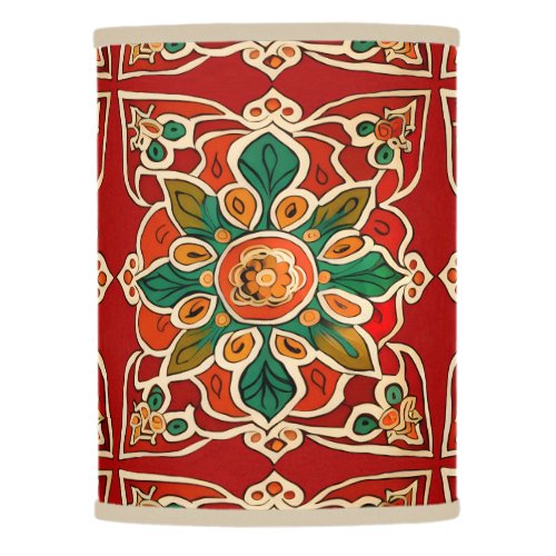 Red Green Orange Yellow Azulejos Floral Pattern Lamp Shade