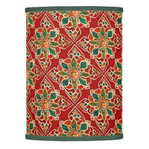 Red Green Orange Yellow Azulejos Floral Pattern Lamp Shade