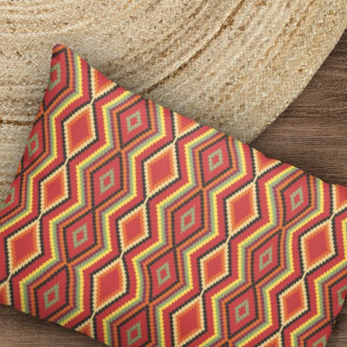 Red Green Orange Yellow Black Tribal Art Pattern Pillow Case