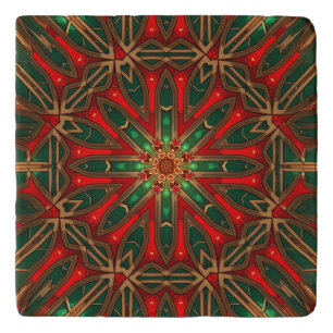 Red Green Ornate Trivet