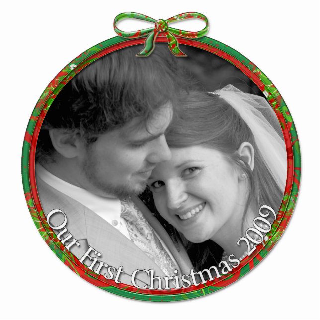 Red & Green Our First Christmas Ornament (Front)