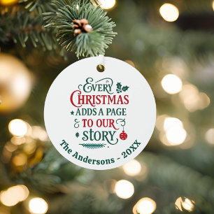 Red green our story typography Christmas Metal Ornament