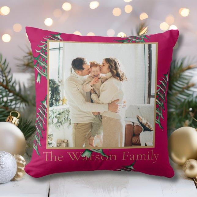 Red green Pagoda Merry Christmas Tree 1-Photo  Throw Pillow (Red green Pagoda Merry Christmas Tree 1-Photo Throw Pillow)