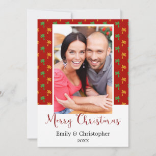 Red & Green Palm Tree Tropical Christmas Photo Holiday Card