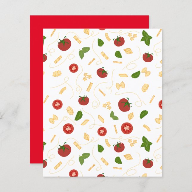 Red Green Pasta Tomato Basil Scrapbook Paper (Front/Back)