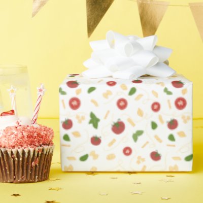 Red Green Pasta Tomato Basil  Wrapping Paper