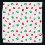 Red Green Paw Prints Pattern on White Holiday Bandana<br><div class="desc">Show how much you love animals with this cute red and green paw print patterned bandana. Bet your pet will look adorable wearing it!</div>