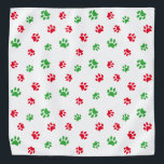 Red Green Paw Prints Pattern on White Holiday Bandana<br><div class="desc">Show how much you love animals with this cute red and green paw print patterned bandana. Bet your pet will look adorable wearing it!</div>