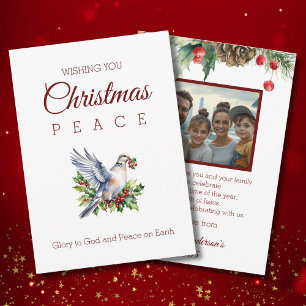 Red Green Peace Dove Christian Christmas Photo Holiday Card