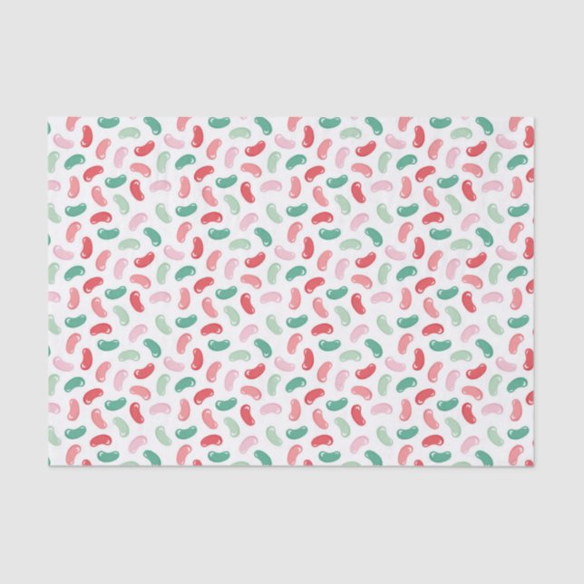 Red, Green, Peach, Pink Jellybean Design Tissue Paper (Front)