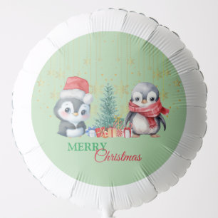 Red Green Penguin Santa Merry Christmas Party Balloon