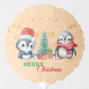 Red Green Penguin Santa Merry Christmas Party Balloon