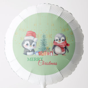Red Green Penguin Santa Merry Christmas Party Balloon