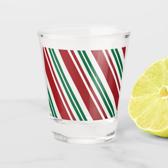 Red & Green Peppermint Shot Glass (Front)