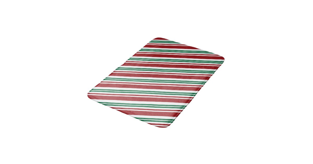 Red & Green Peppermint Stripe Bath Mat Zazzle