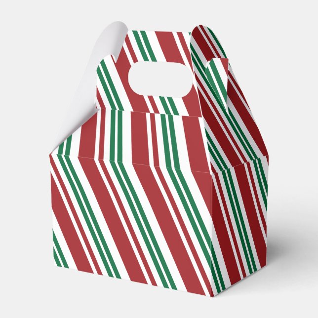 Red & Green Peppermint Stripe Favor Boxes (Front Side)