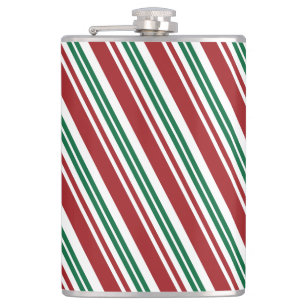 Red & Green Peppermint Stripe Flask