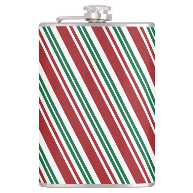 Red & Green Peppermint Stripe Flask (Front)