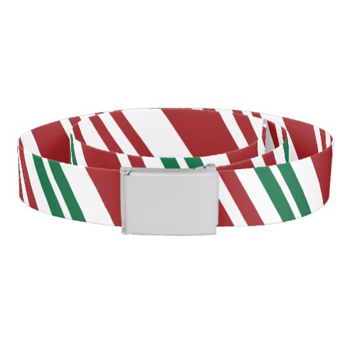 Red  Green Peppermint Stripe Reversable Belt