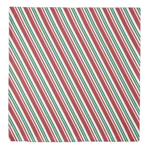 Red  Green Peppermint Stripe _ Reversible Duvet Cover