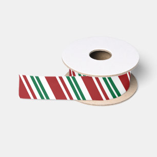 Red & Green Peppermint Stripe Satin Ribbon