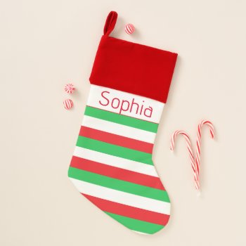 Red & Green Personalized Stocking by iHave2Say at Zazzle